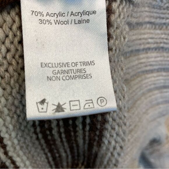 TRIPLE Five Soul beige brown reindeer Zipup jacket wool sweater Sz S - Picture 9 of 12